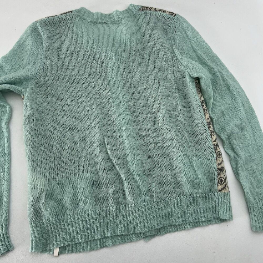 Woolrich Cardigan Sweater Womens Small Blue Owl Mohair Wool Knit Button Pockets - Picture 4 of 9